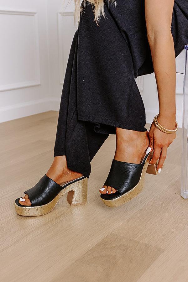 The Aaliyah Faux Leather Heel in Black Product Image