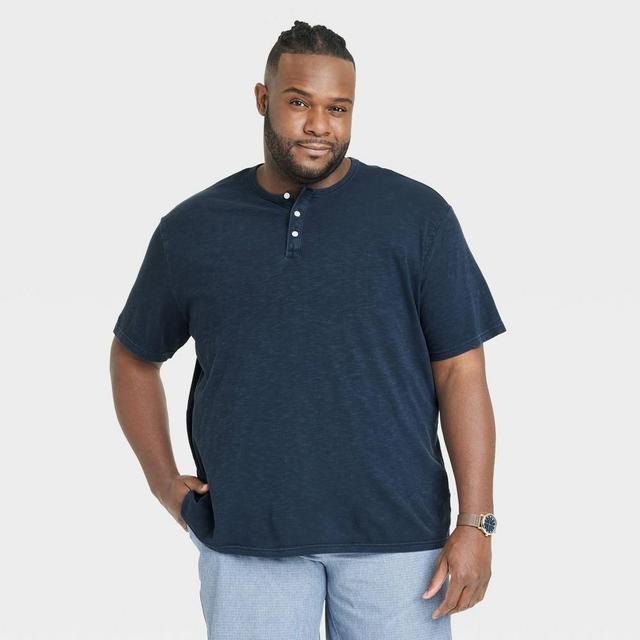 Mens Big & Tall Short Sleeve Henley T-Shirt - Goodfellow & Co Navy Blue 3XL Product Image