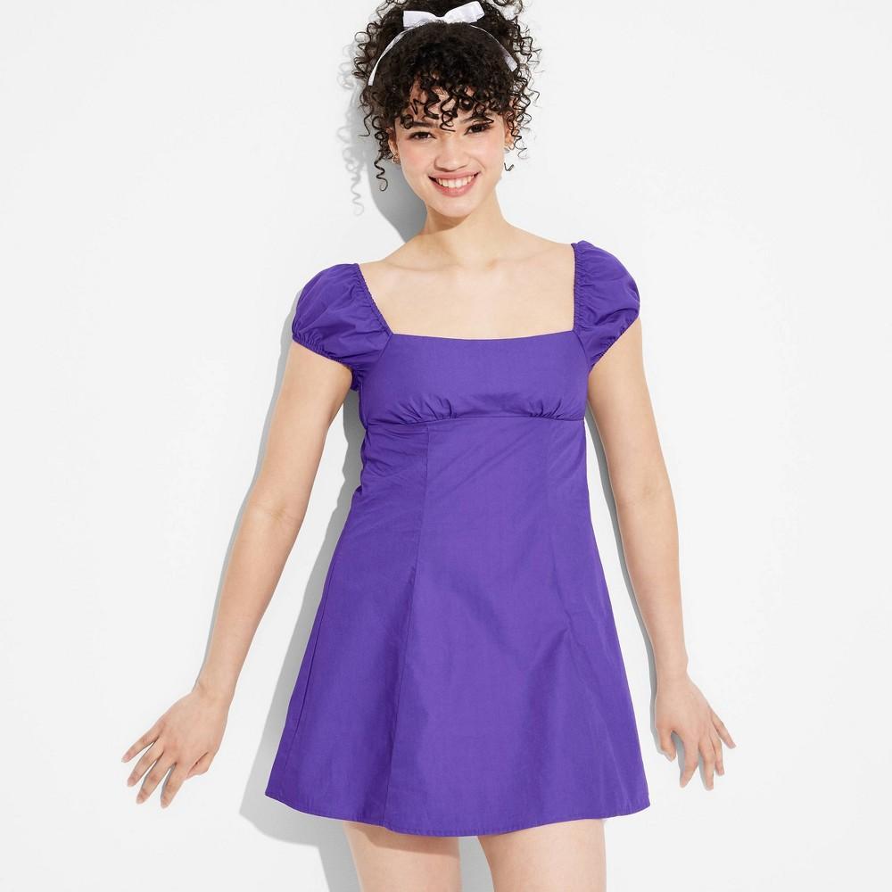 Womens Game Day Puff Short Sleeve Mini Dress - Wild Fable Purple L Product Image