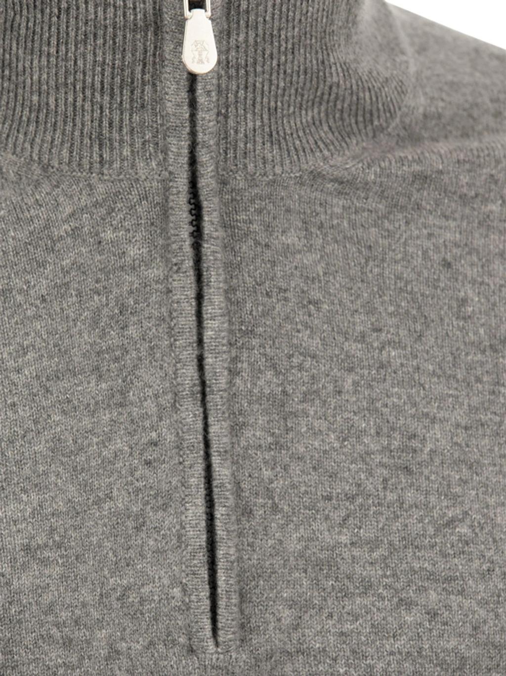 Cashmere Turtleneck Sweater With Zip In Grey Melange Product Image