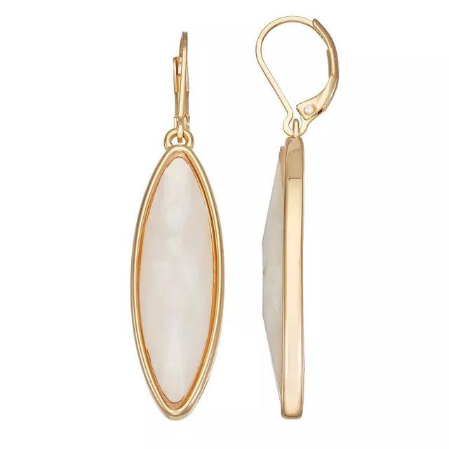 Nine West Gold Tone Marquise Stone Drop Earrings, Womens, White Product Image