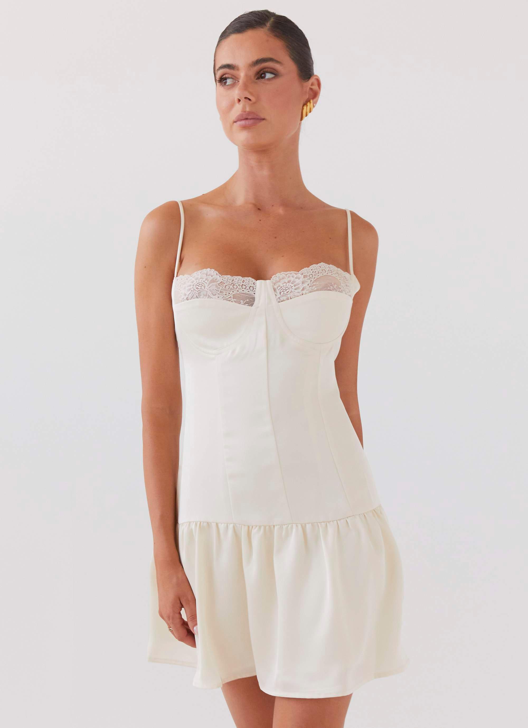 Take A Chance Bustier Mini Dress - Ivory Product Image