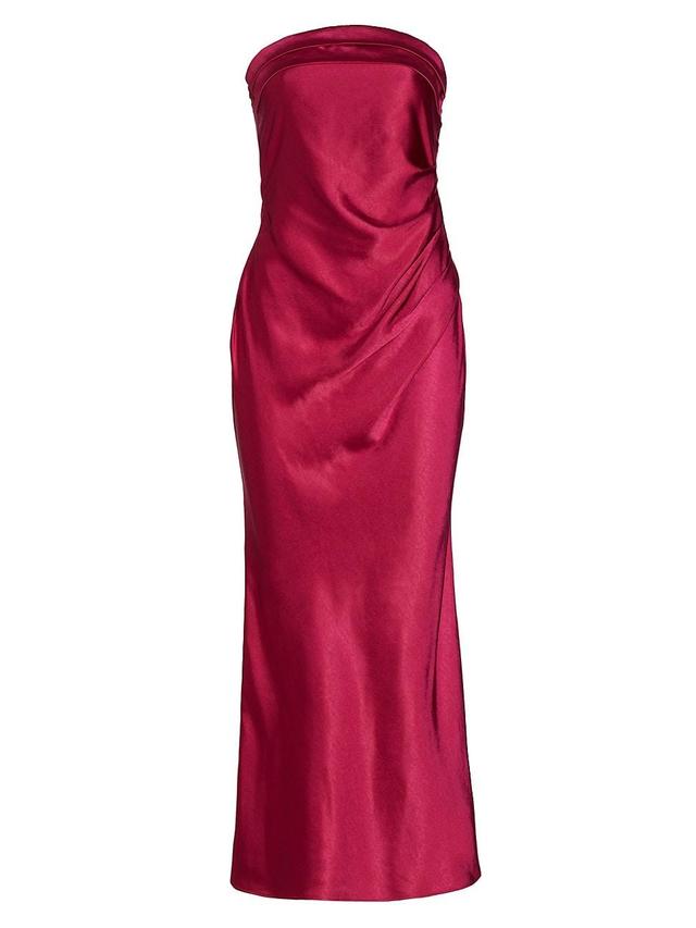 Womens Hollywood Draped Satin Midi-Dress Product Image