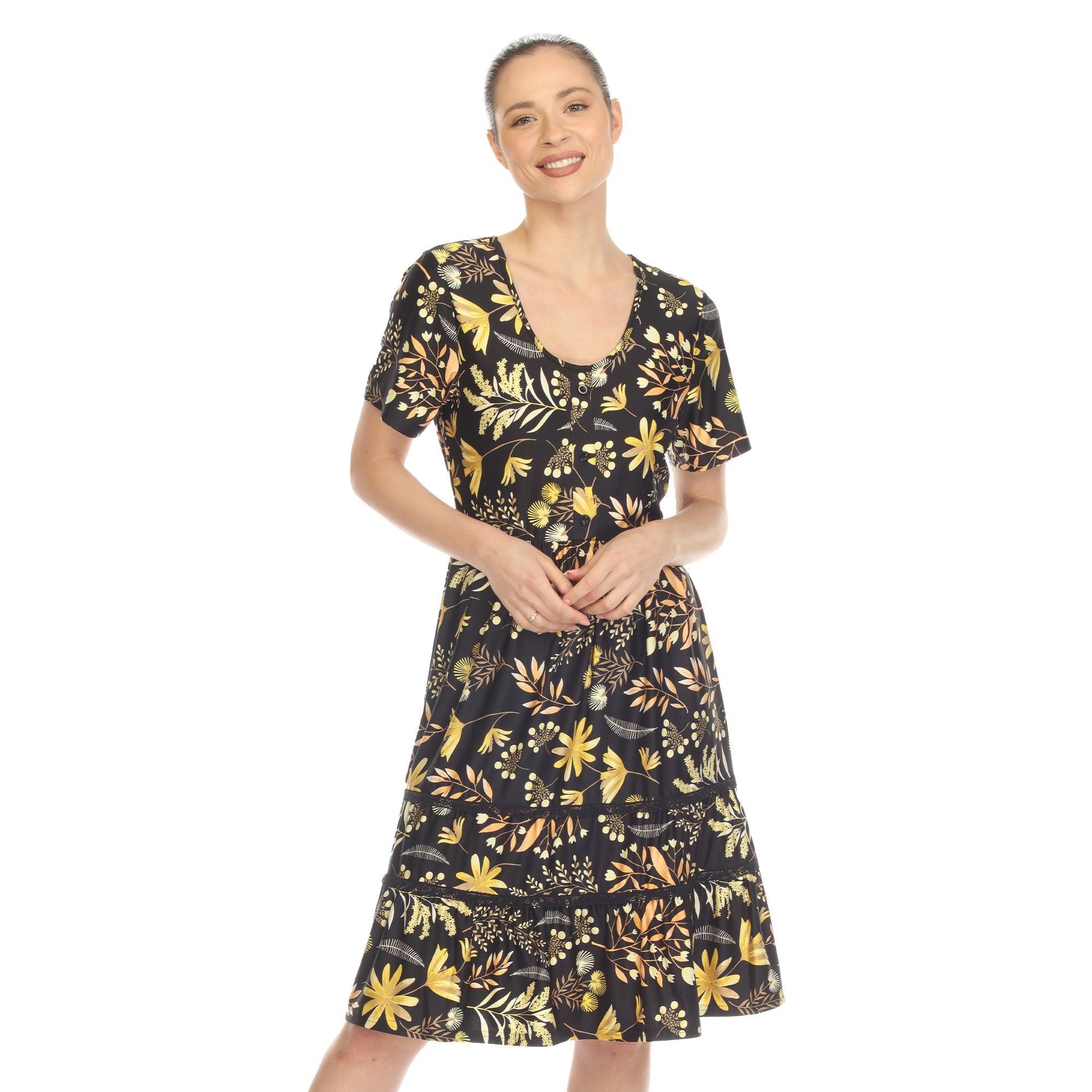 Floral Short Sleeve Knee Length Dress Product Image