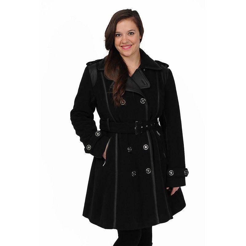 Womens Excelled Double-Breasted Faux-Wool Trench Coat product image