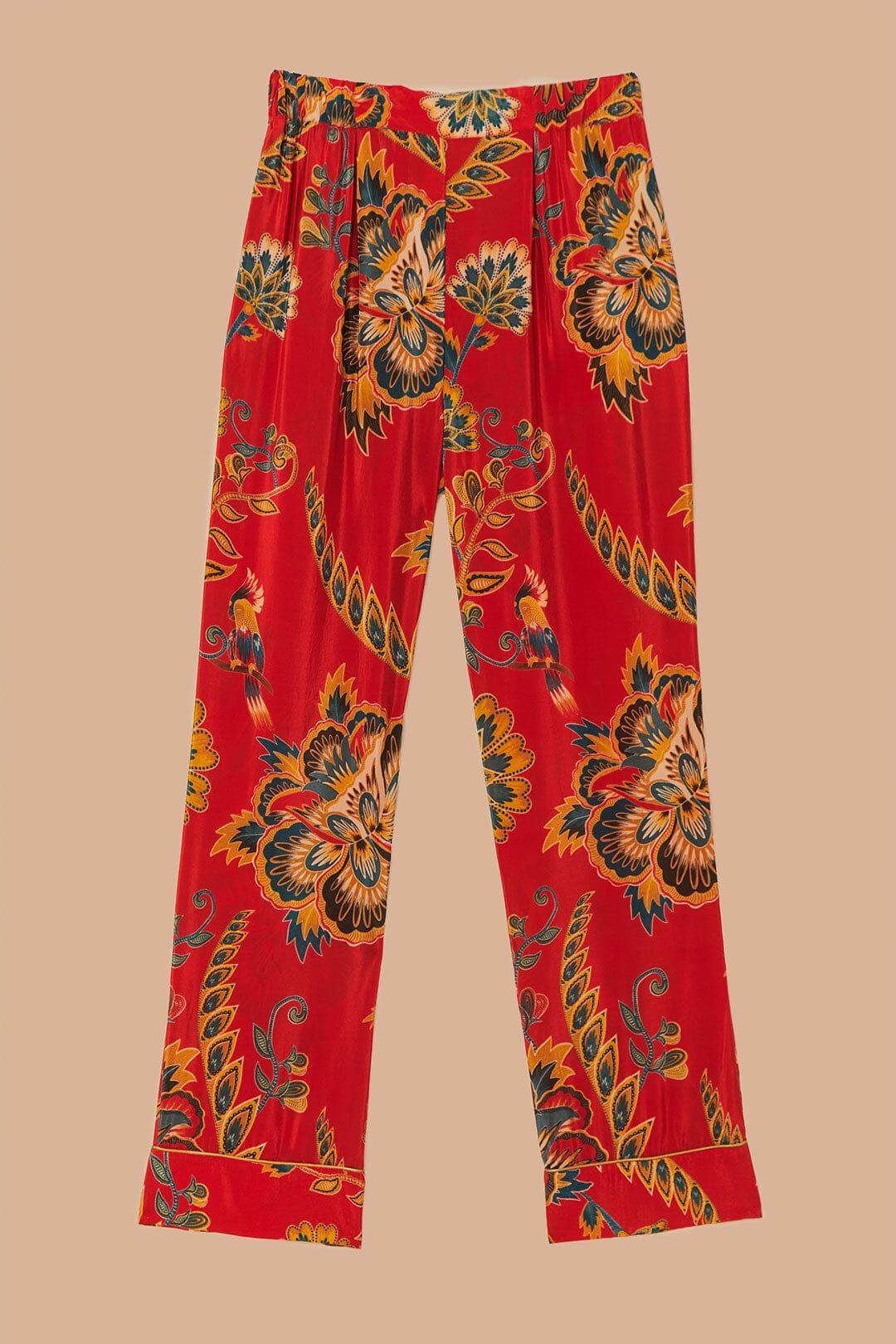 Red Maxi Floral Pajama Pants, MAXI FLORAL RED / XXS Product Image