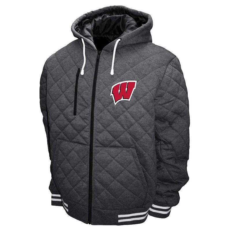 Mens Wisconsin Badgers Hooded Diamond Quilt Jacket Product Image