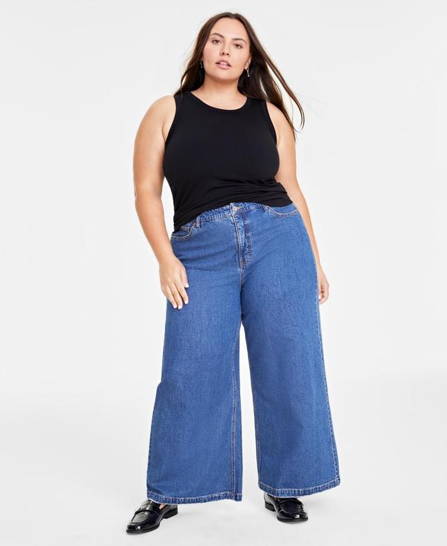 On 34th Plus Size High-Rise Wide-Leg Jeans, Created for Macys Product Image