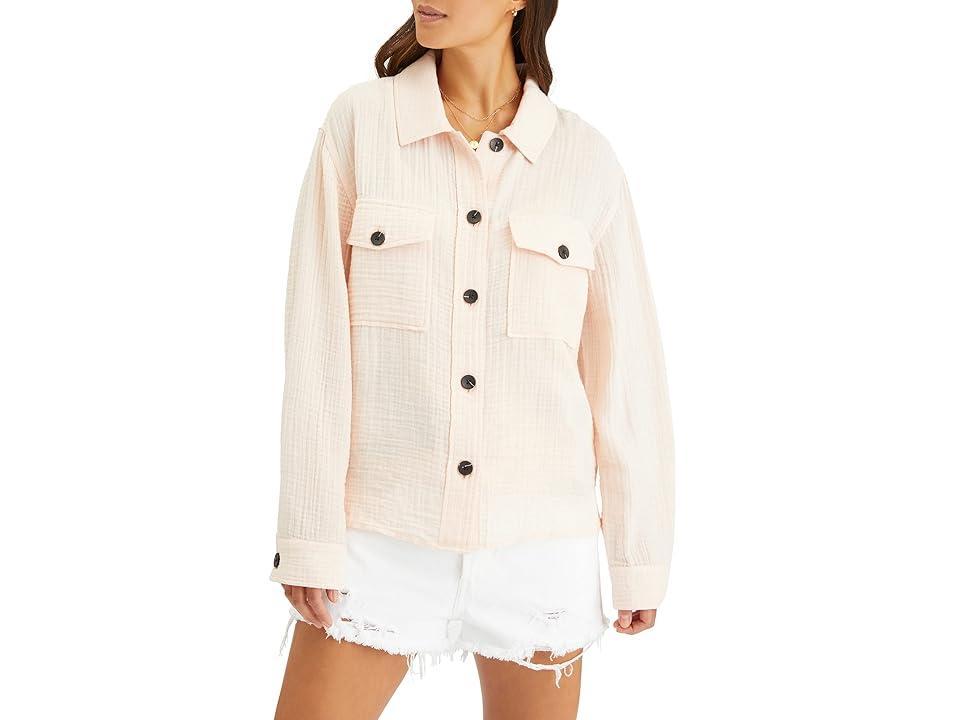 Sanctuary Cropped Shirt Jacket (Rosewater) Women's Clothing Product Image