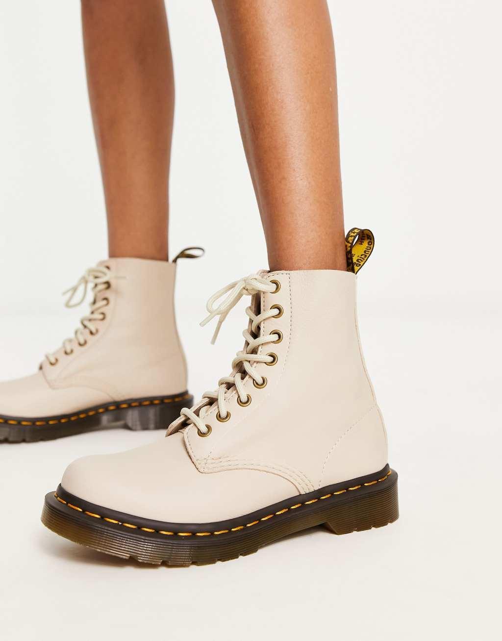 Dr Martens 1460 Pascal 8 eye leather boots in parchment beige Product Image