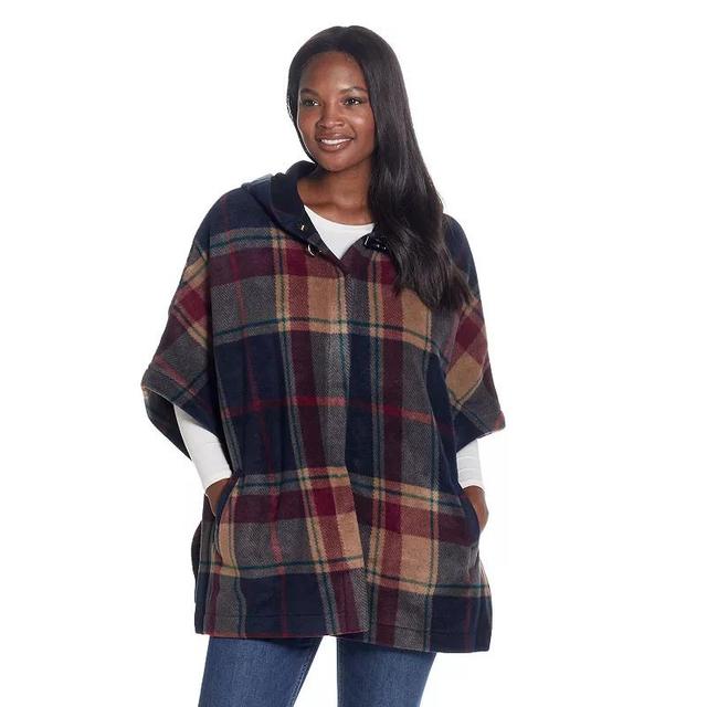 Womens Weathercast Hood Plaid Fleece Poncho Product Image