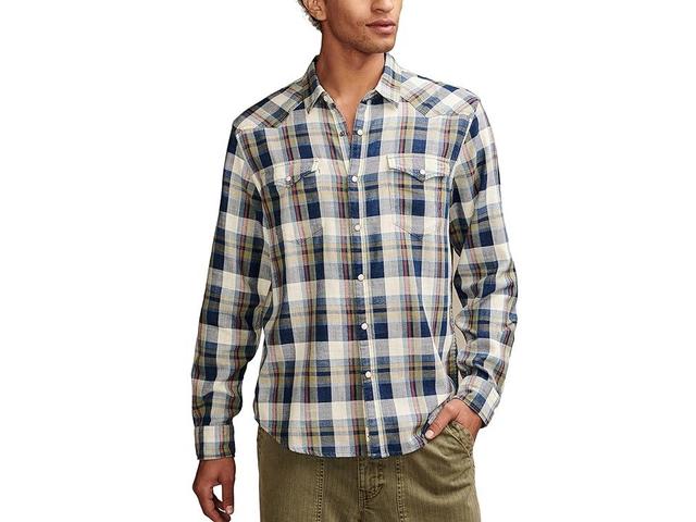 Lucky Brand Plaid Indigo Western Shirt - Mens Clothing Outerwear Shirt Jackets Product Image