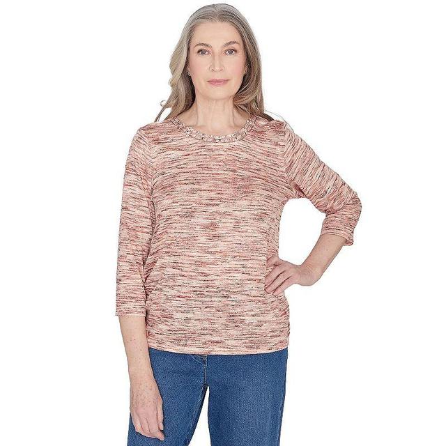 Alfred Dunner Scottsdale Womens Space Dye Beaded Neck Top Product Image