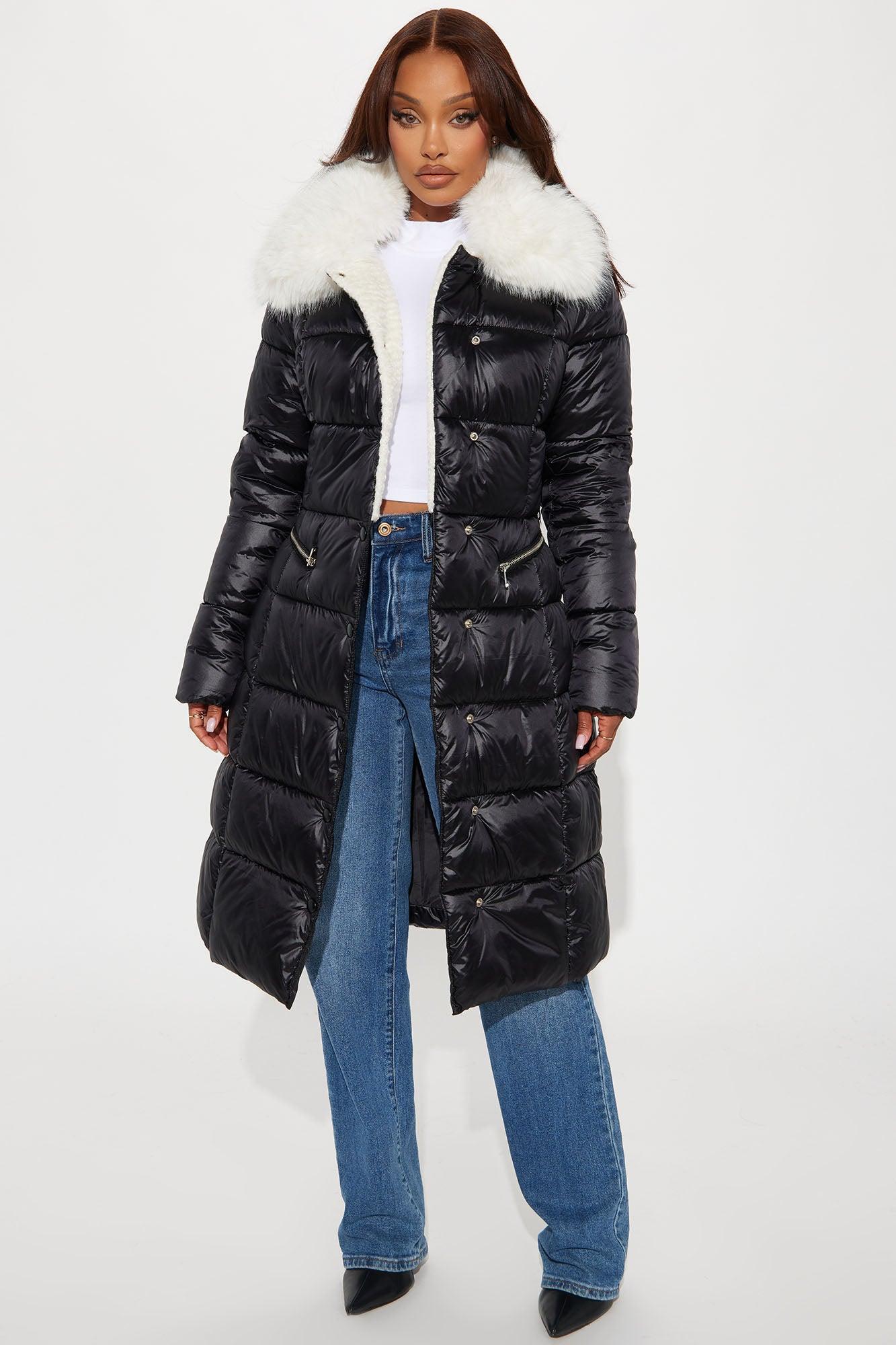 All Cozied Up Shearling Puffer - Black Product Image