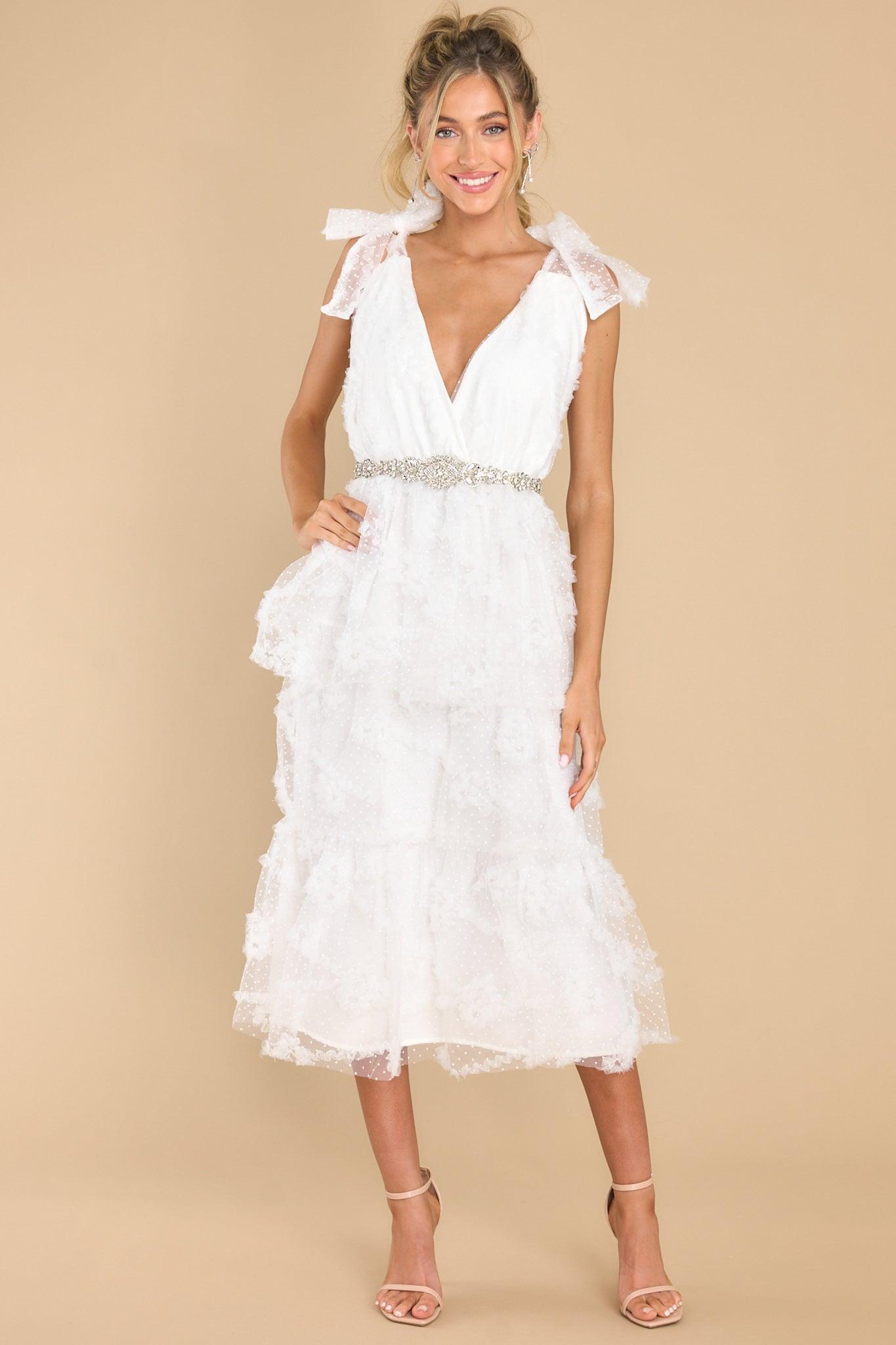 Stolen Glances White Midi Dress Product Image