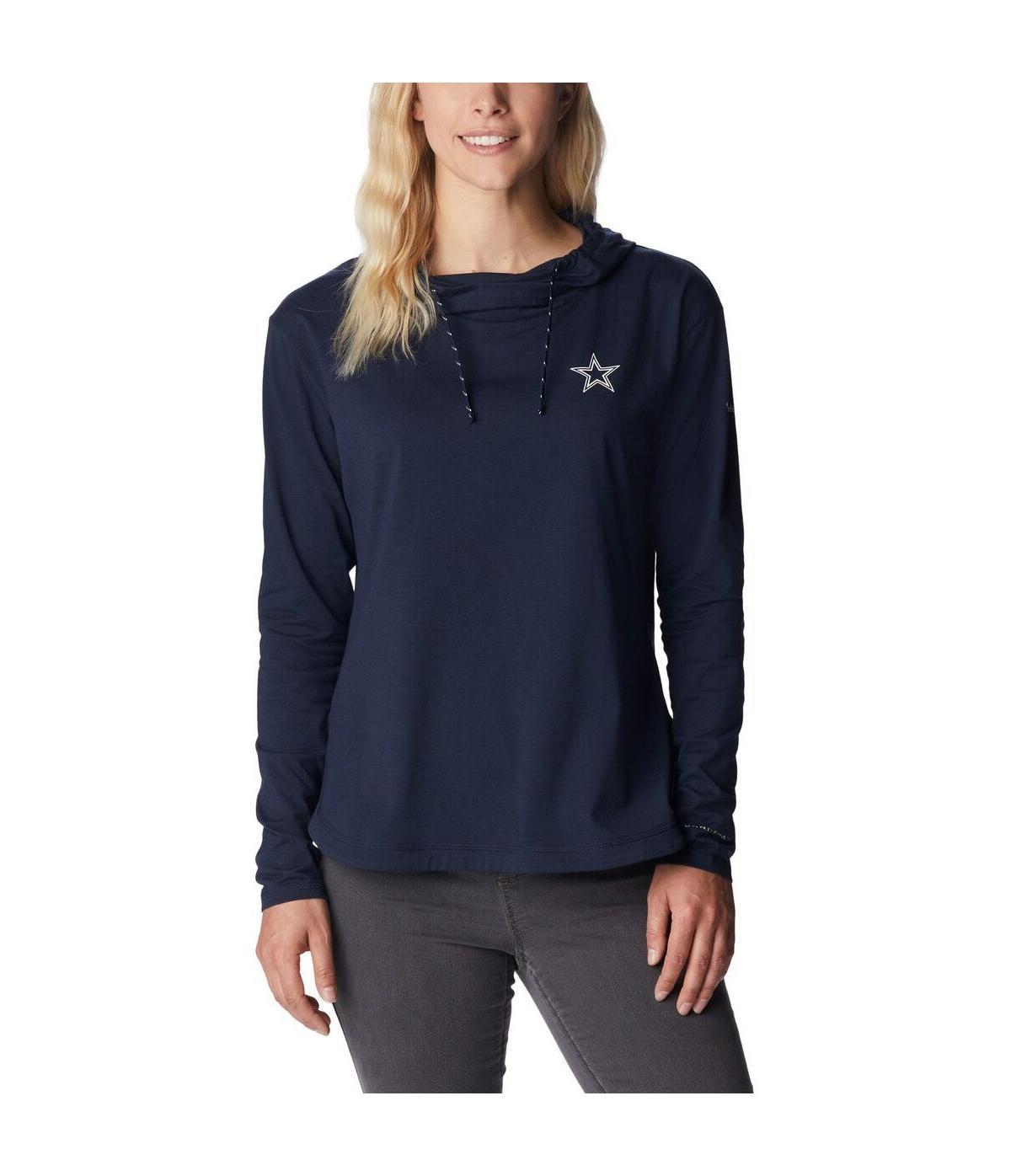 Womens Columbia Navy Dallas Cowboys Sun Trek Omni-Shade Omni-Wick Tri-Blend Pullover Hoodie product image