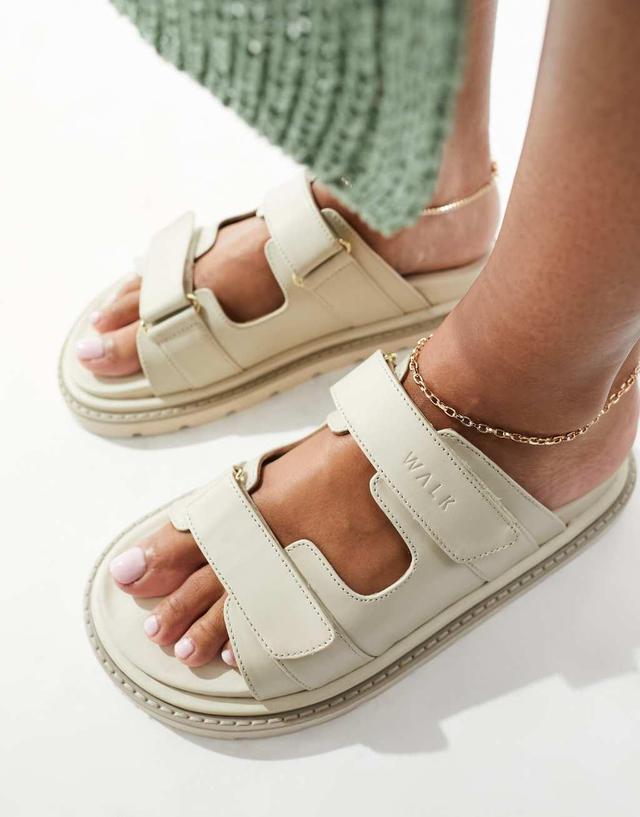 Walk London Budapest Double Strap Sandals In Off White Leather Product Image