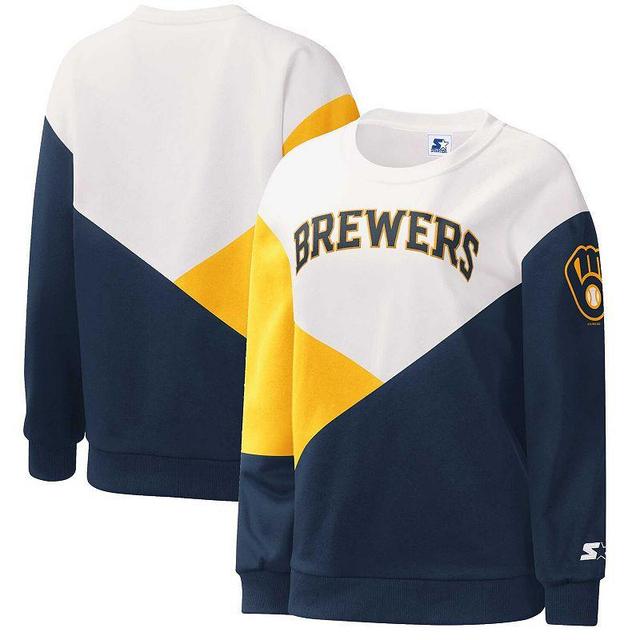 Womens Starter White Milwaukee Brewers Shutout Pullover Sweatshirt - White Product Image