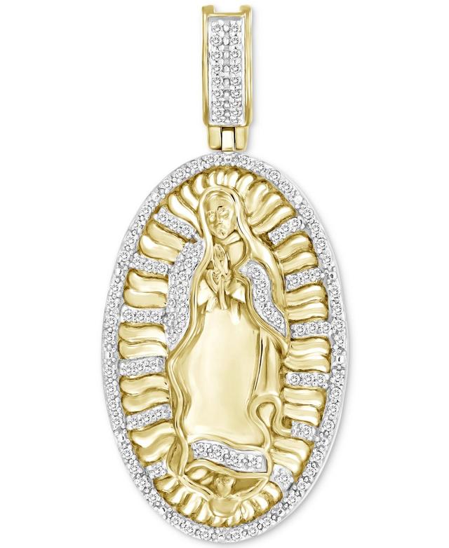 Mens Diamond Mother Mary Medallion Pendant (1/4 ct. t.w.) in 10k Gold Product Image