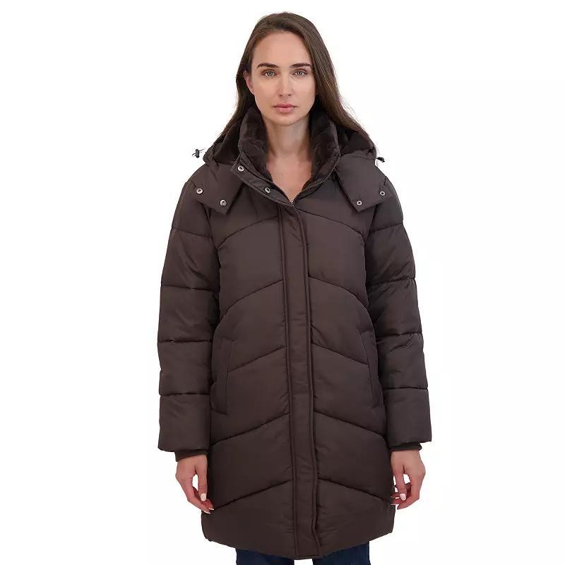 Sebby Collection Womens 3/4 Cozy Lined Hooded Puffer Coat Product Image