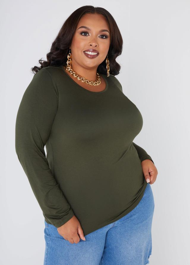 Plus Size Long Sleeved Jersey Tee Ashley Stewart Product Image