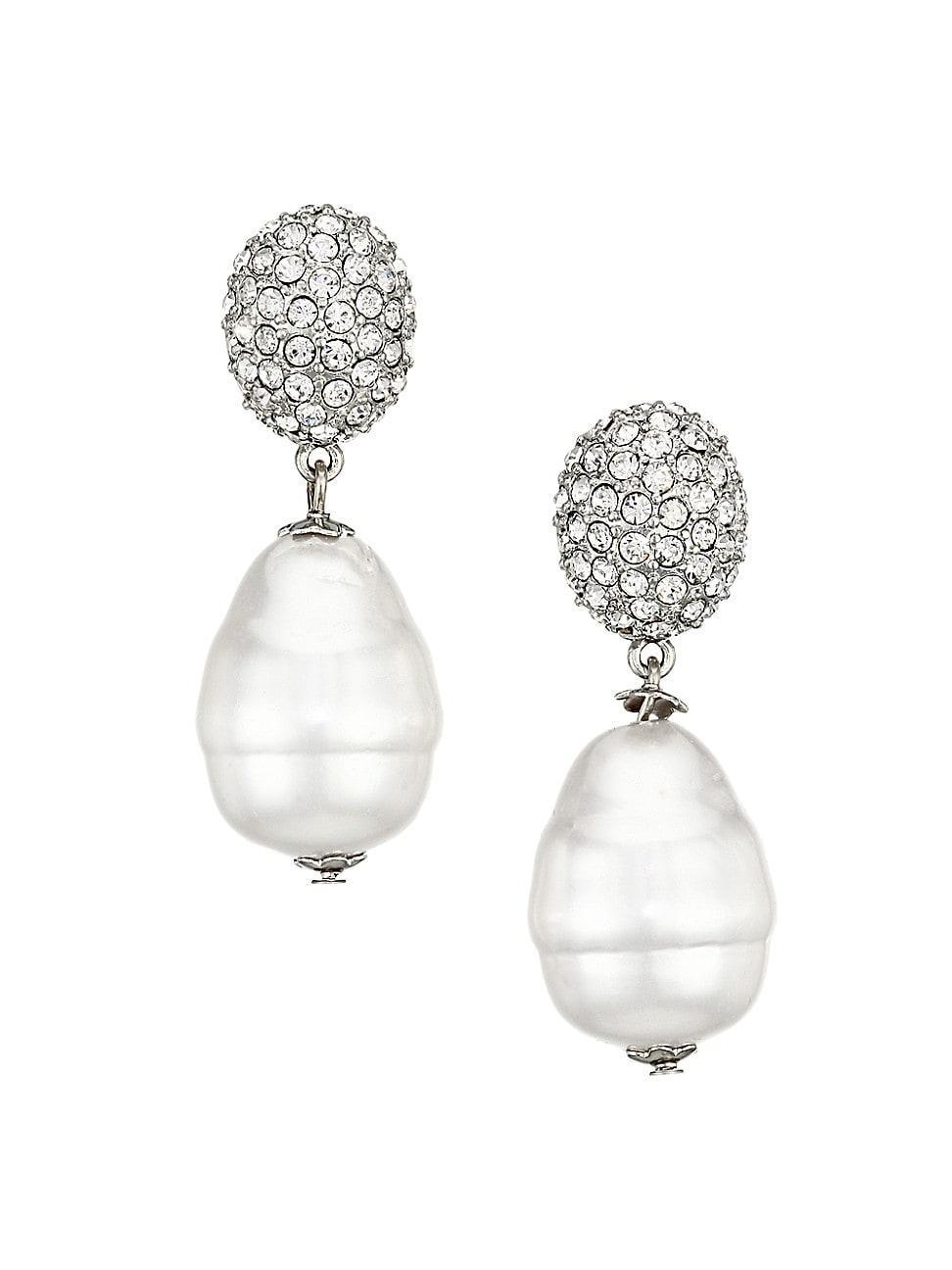 Womens Crystal & Glass Pearl Drop Earrings product image