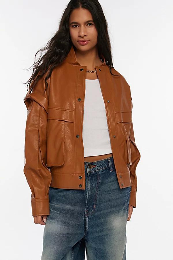 Lioness Madame Faux Leather Bomber Jacket Womens at Urban Outfitters Product Image