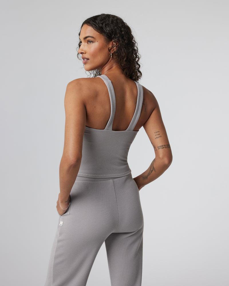 Aston Crop | Women's Soft Pewter Rib Tank Top | Vuori Product Image