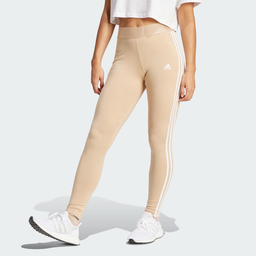 adidas LOUNGEWEAR Essentials 3-Stripes Leggings Magic Beige F22 M Womens Product Image