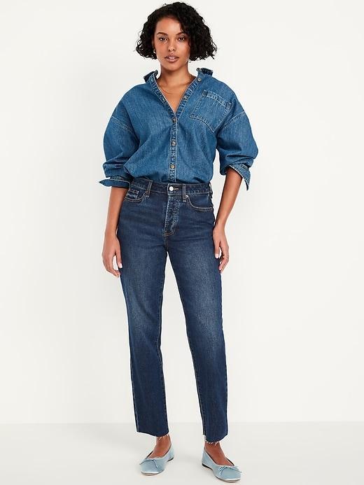 High-Waisted Button-Fly OG Straight Ankle Jeans Product Image