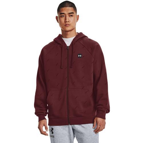 Under Armour Mens Rival Fleece Micro Branded Full-Zip - Red/White Product Image