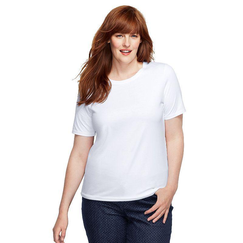 Plus Size Lands End Relaxed Supima Cotton Crewneck Tee, Womens Product Image