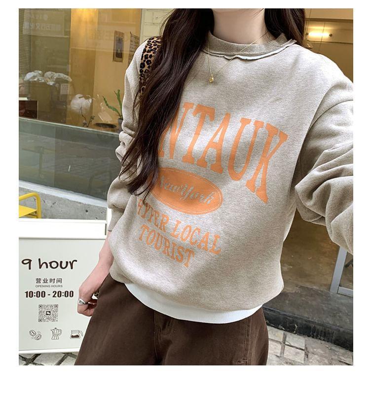 Round Neck Lettering Sweatshirt Product Image