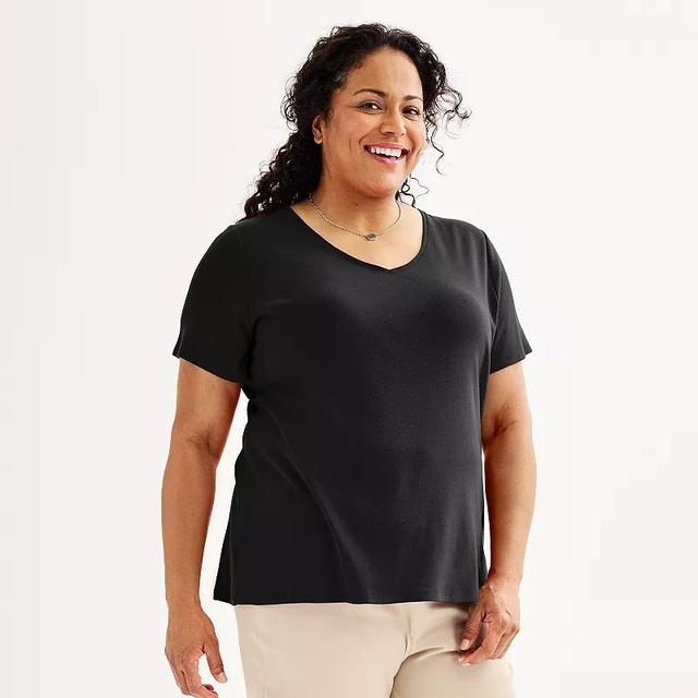 Plus Size Croft & Barrow Essential V-Neck Tee, Womens Product Image