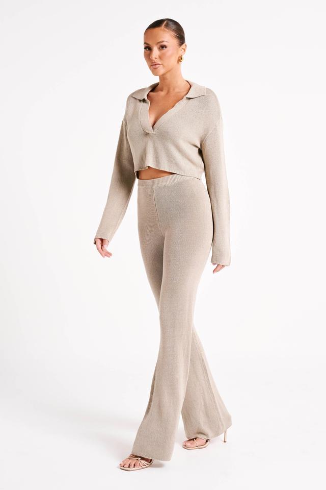 Carlota Collared Knit Jumper - Taupe Product Image