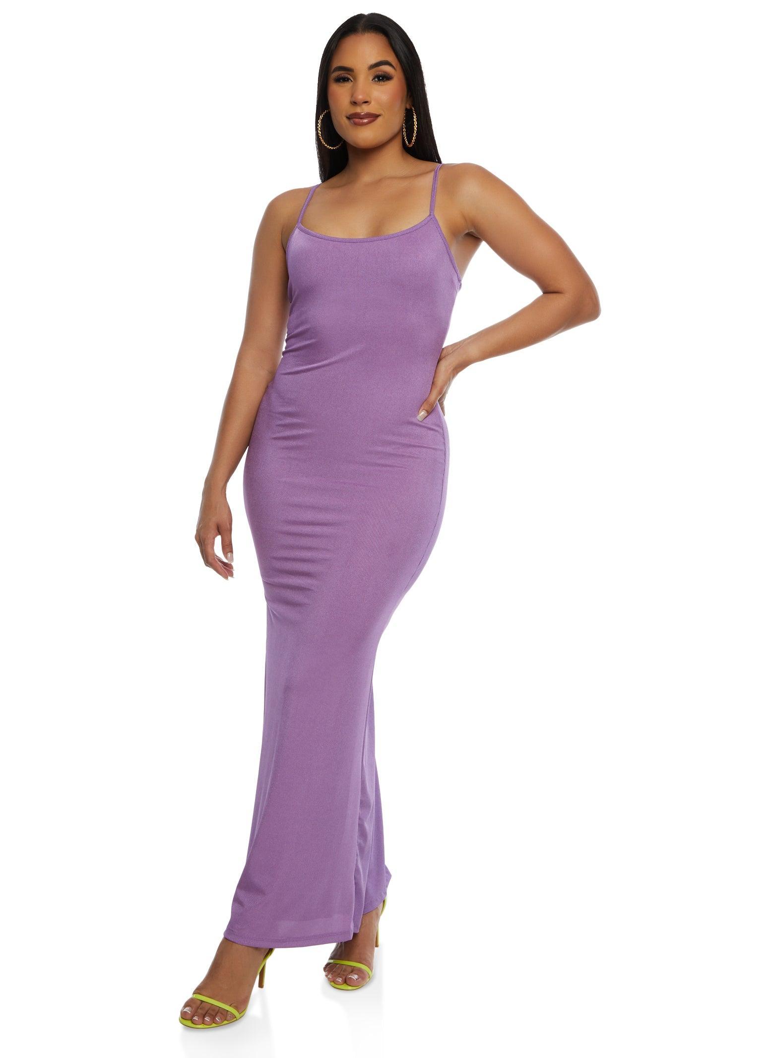 Womens Ribbed Scoop Neck Cami Maxi Dress Product Image