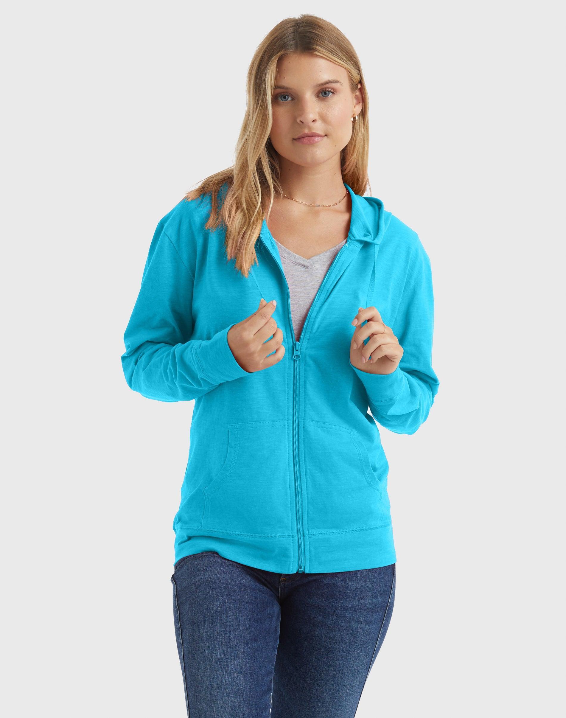 Womens Hanes Slub Jersey Full Zip Hooded Sweatshirt Product Image