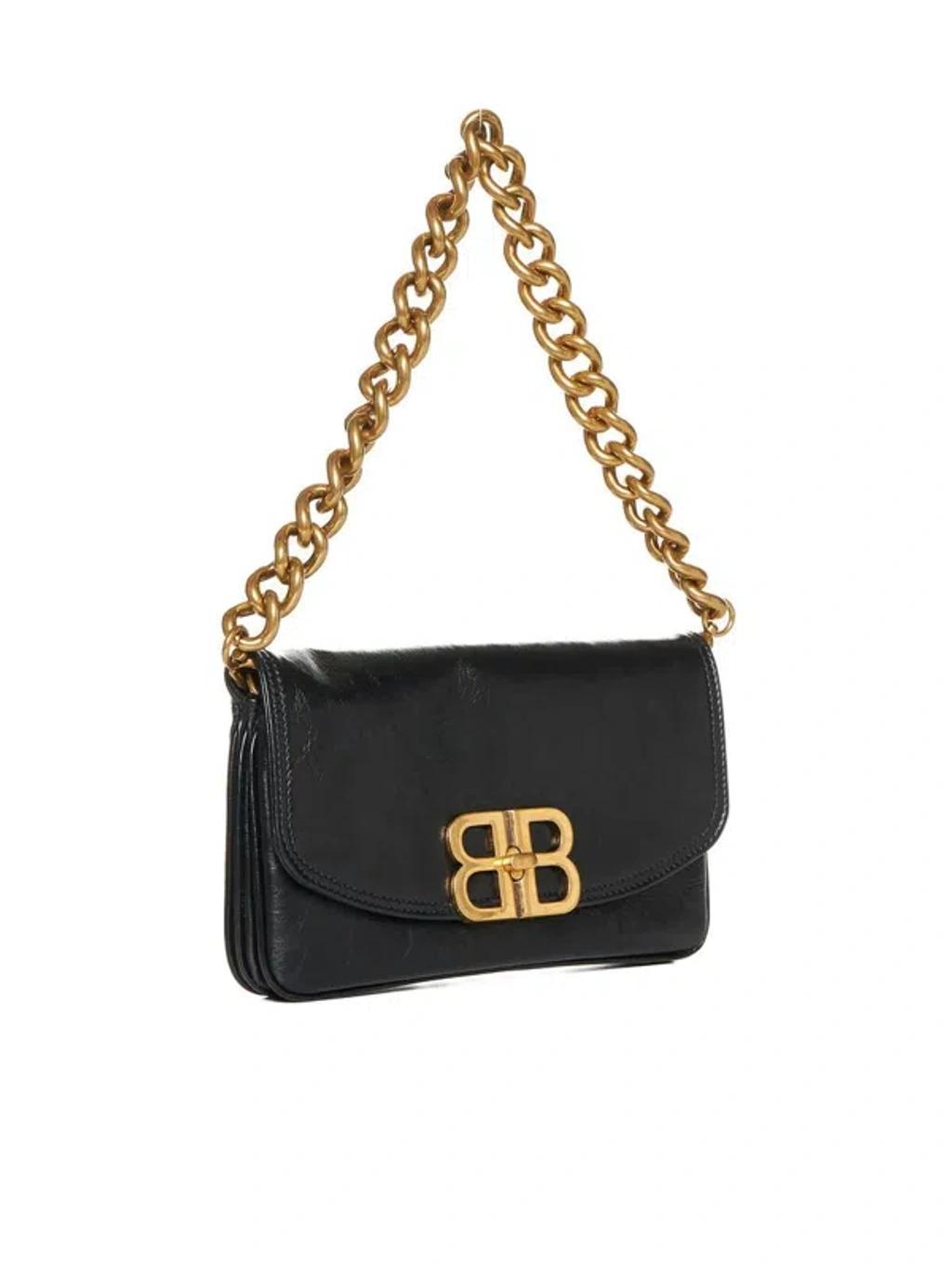 BALENCIAGA Flap Bb Soft Leather Small Bag In Black Product Image