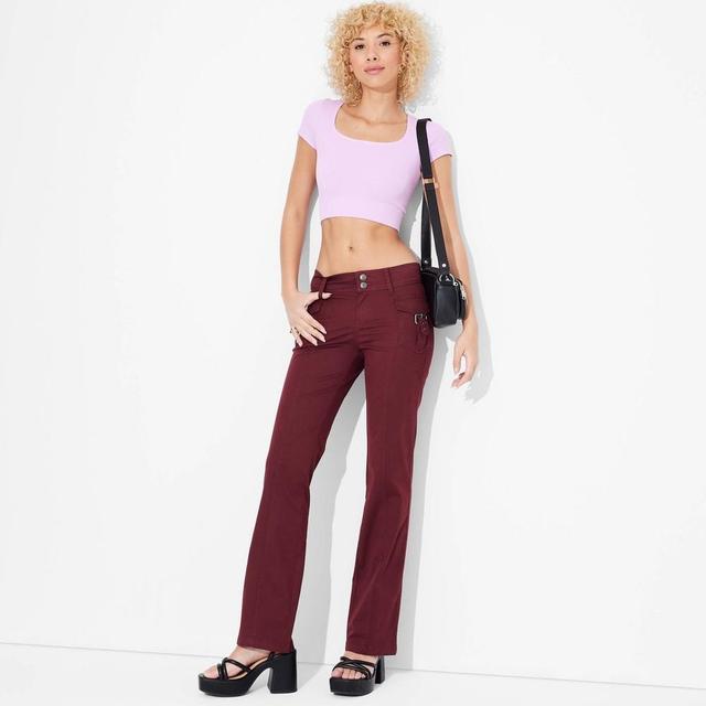 Womens Low-Rise Bootcut Pants - Wild Fable Burgundy L Product Image