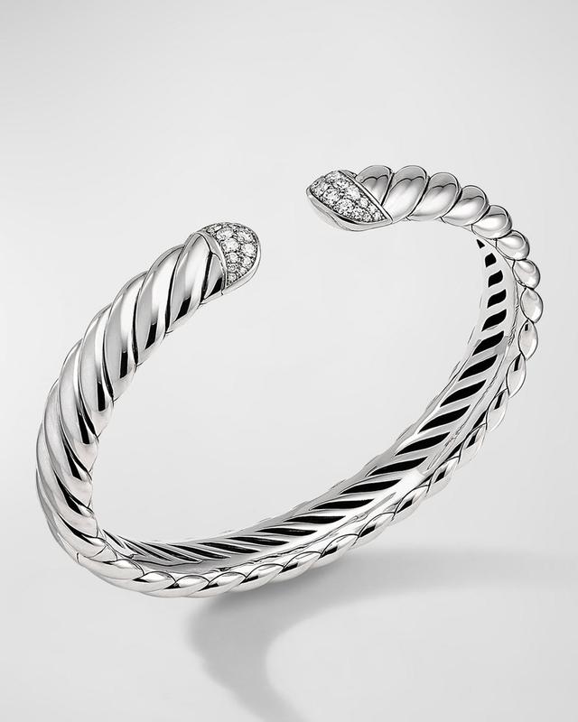 Womens Sculpted Cable Cuff Bracelet with Pav Diamonds Product Image