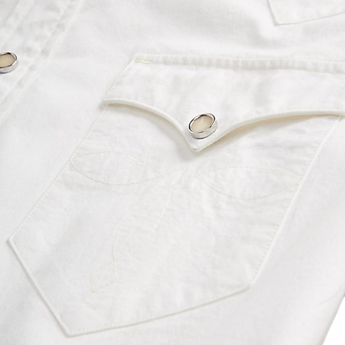 Slim Fit Poplin Western Shirt White Product Image