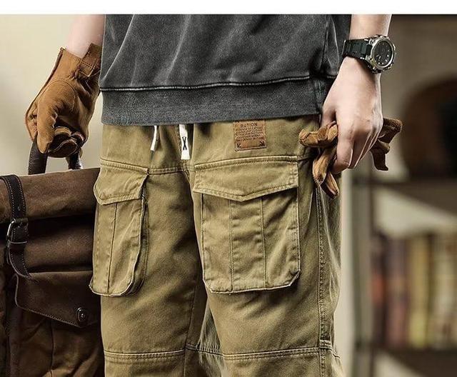 Drawstring Waist Plain Cropped Harem Cargo Pants Product Image