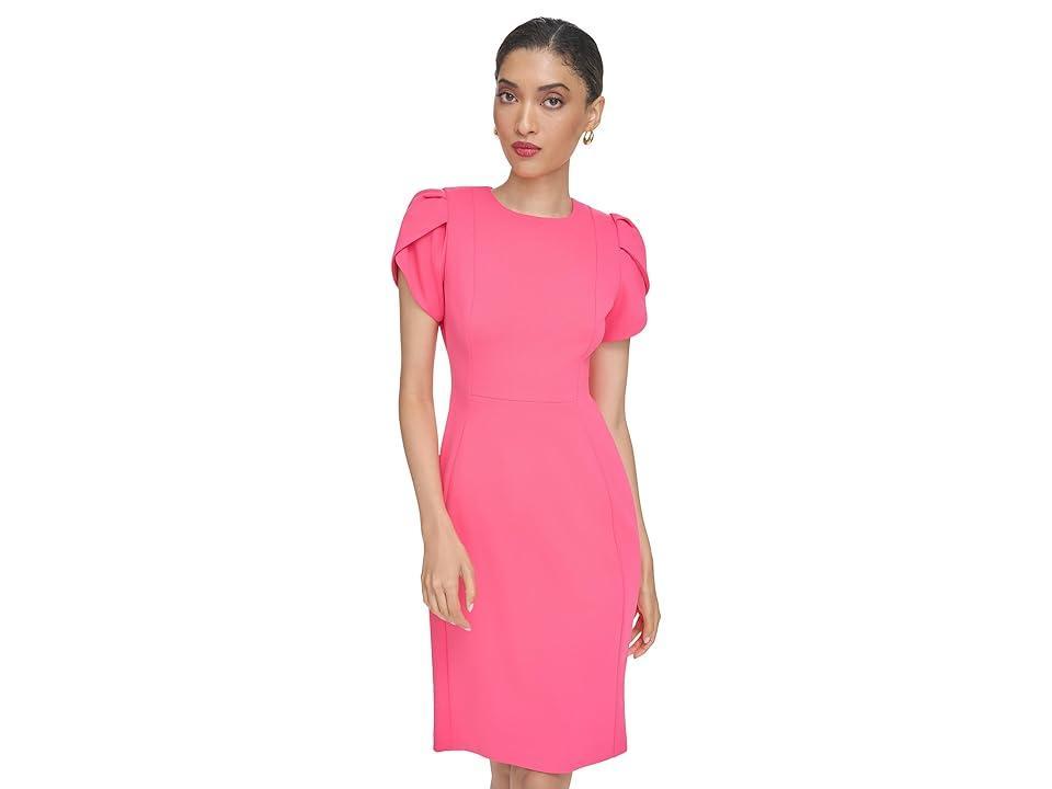 Calvin Klein Womens Tulip-Sleeve Sheath Dress Product Image