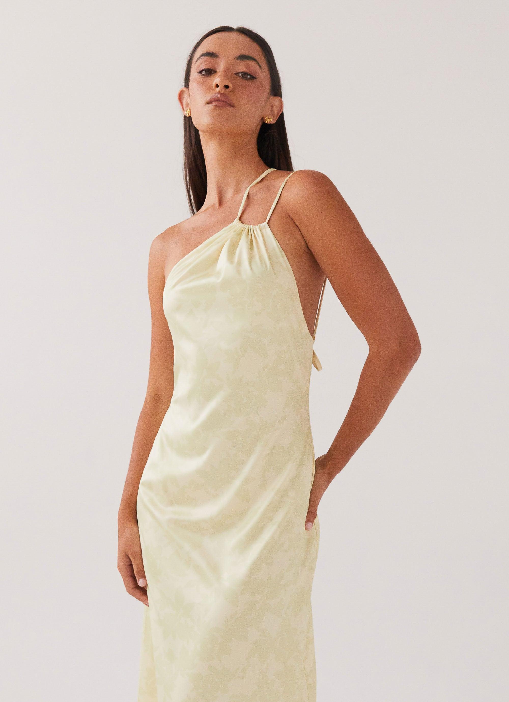 Liliana One Shoulder Maxi Dress - Yellow Floral Product Image