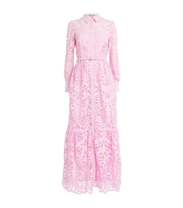 Cotton Lace Shirt Dress In Pink Product Image