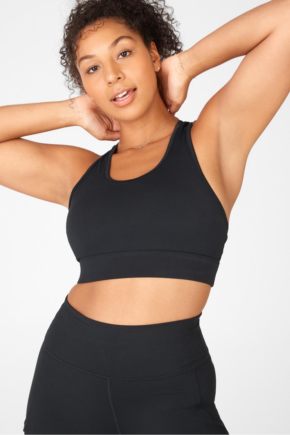 Fabletics On-the-Go Medium-Impact Sports Bra Womens black Size XS Product Image