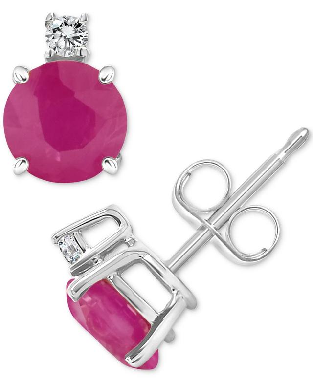 Sapphire (1-1/3 ct. t.w.) & Diamond Accent Stud Earrings in 14k White Gold (Also in Emerald & Ruby) Product Image