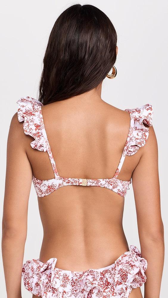 CAROLINE CONSTAS Anastasia Ruffle Scoop Neck Bikini Top | Shopbop Product Image