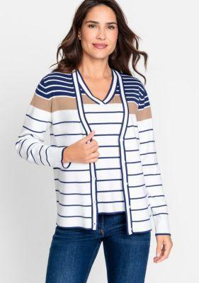 Olsen Womens Long Sleeve Striped Cardigan Product Image