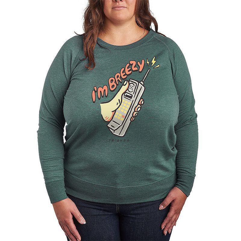 Plus Size Friends Breezy Graphic Tee, Womens Grey Green product image